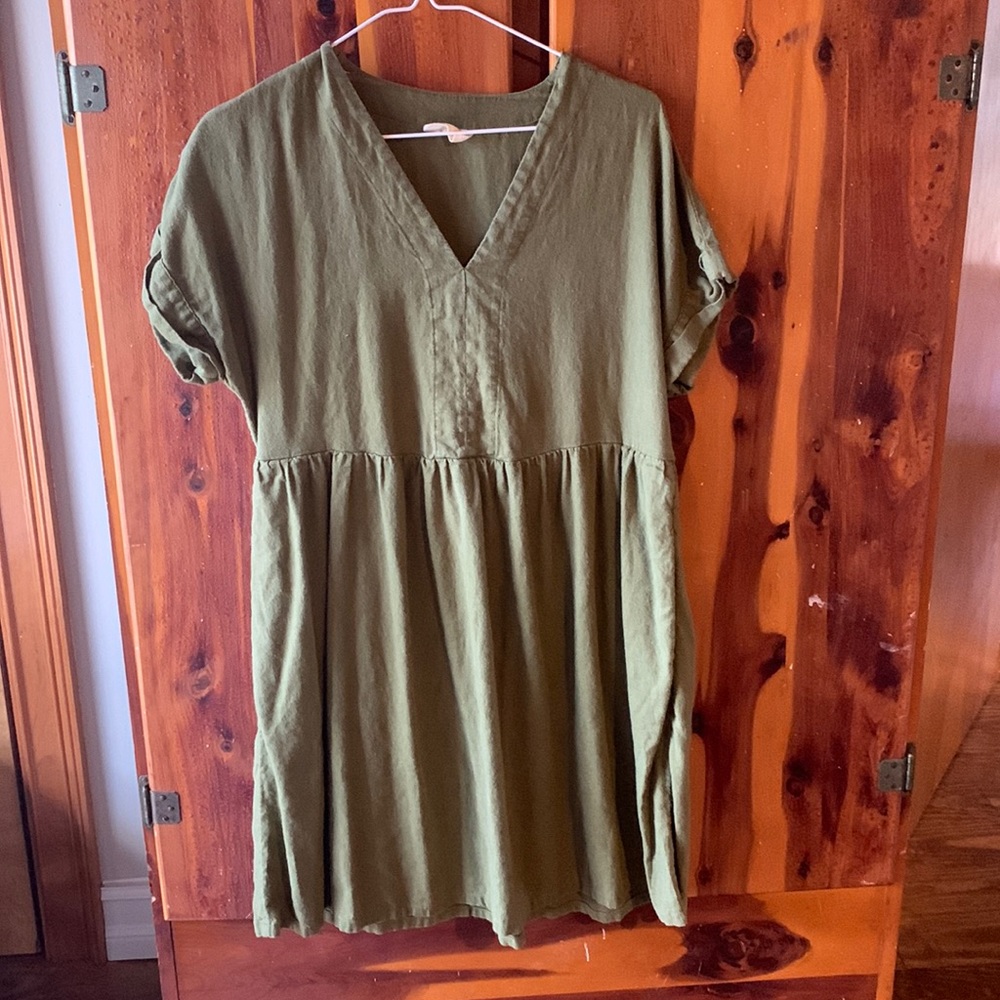 Linen Olive Universal Thread Dress